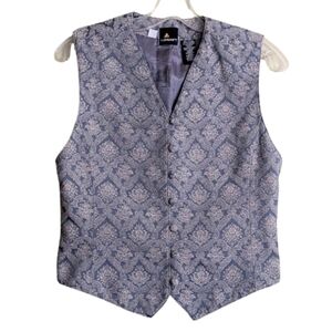 Vintage Lizsport Vest Blue Floral Tapestry Size 4 Victorian